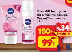 NİVEA GÜL SUYU İÇEREN YÜZ TEMİZLEME KÖPÜĞÜ MAKYAJ TEMİZLEME JELİ 150 ML